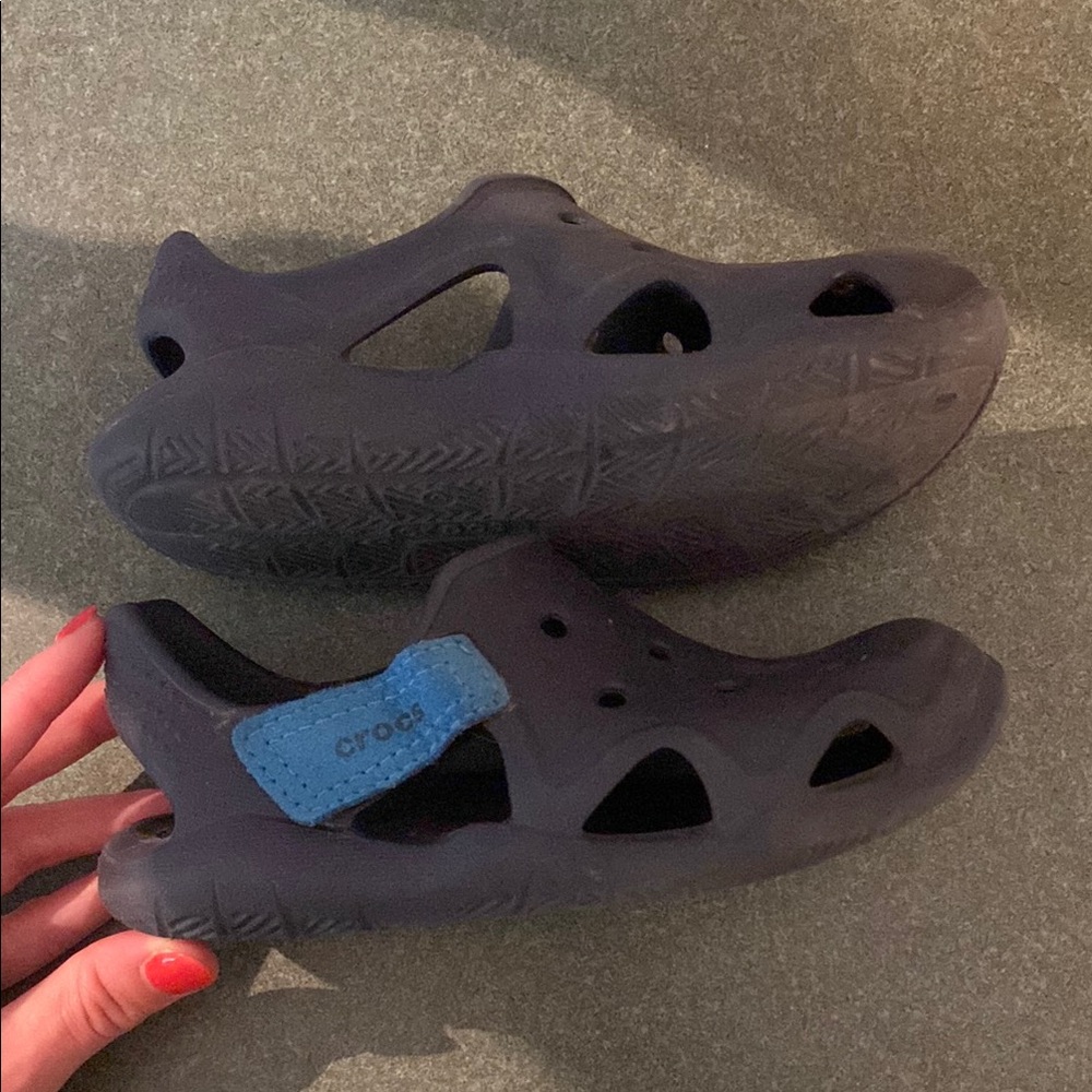 Crocs Kids' Black and Blue Clogs